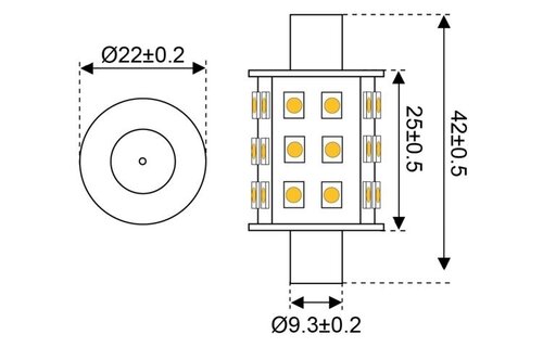 Ledlamp led30 10-30V aqua signal 42mm - 1.8 watt