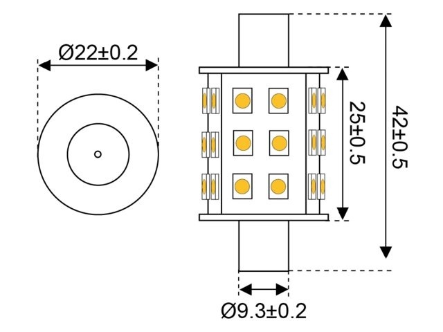 Ledlamp led30 10-30V aqua signal 42mm - 1.8 watt