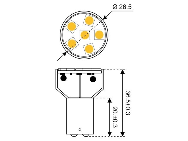 Ledlamp led6 10-30V BA15D - 1.0 watt