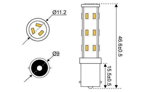 Ledlamp led27 10-30V BA9S - 1.3 watt