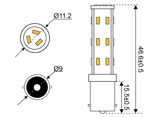 Ledlamp led27 10-30V BA9S - 1.3 watt