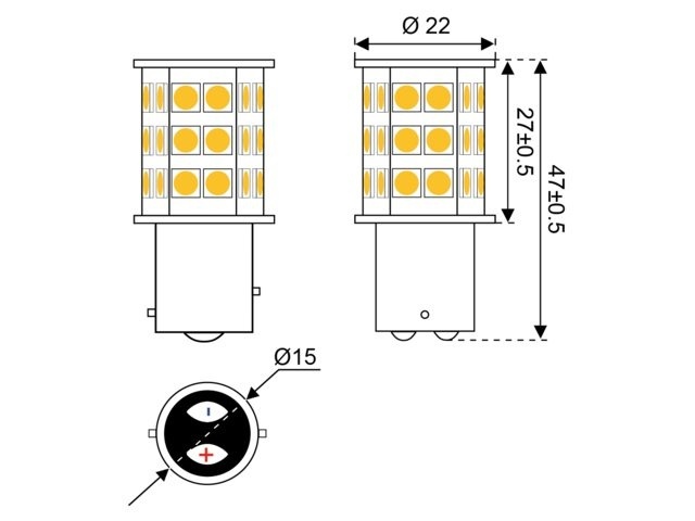 Ledlamp led30 10-30V BAY15D - 3.0 watt