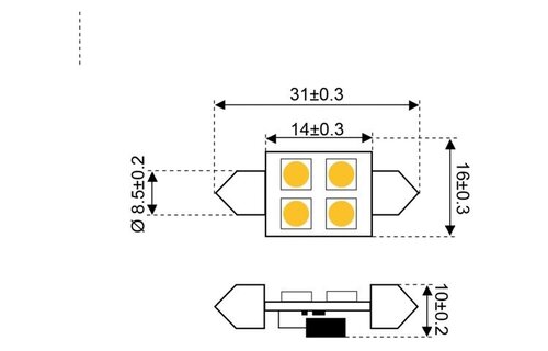 Ledlamp led4 festoon 10-30V 31mm - 0.7 watt