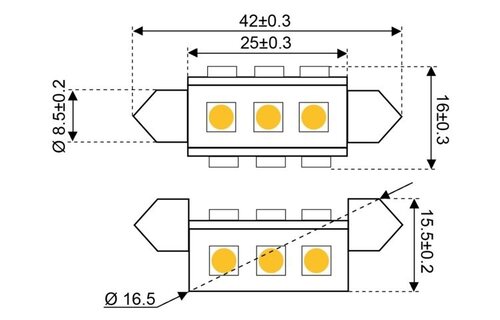 Ledlamp led9 festoon 10-30V 42mm - 2.0 watt