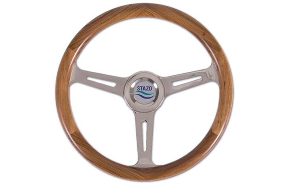Stazo stuurwiel type 57 teak/rvs 35cm vaste naaf
