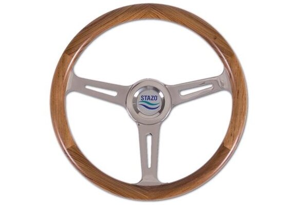 Stazo stuurwiel type 57 teak/rvs 35cm vaste naaf