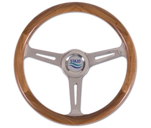 Stazo stuurwiel type 57 teak/rvs 35cm vaste naaf