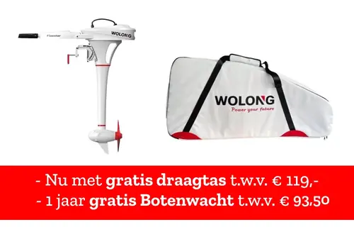 Wolong Elektrisch buitenboordmotor  - Flowstar 1.5 kortstaart met knuppel/accu