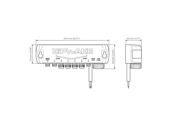 Zipwake distribution unit met stroomkabel