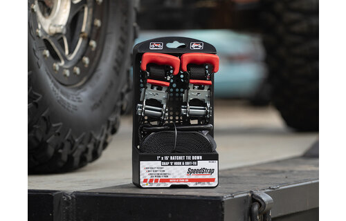 Speedstrap 25 mm Ratchet Tie-down, s-haken en lus, 450 cm, zwart, 2 st.