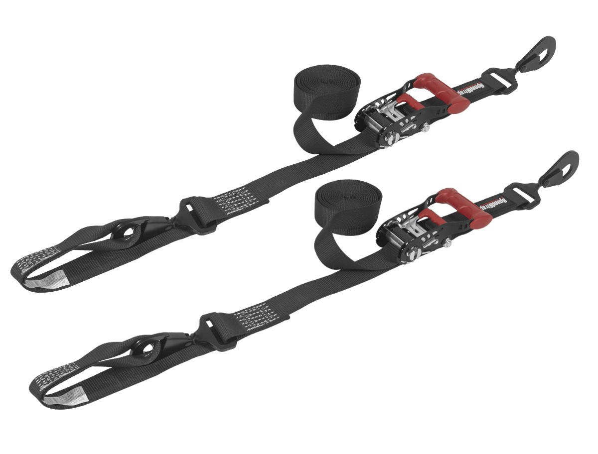Speedstrap 38 mm Ratchet Tie-down, haak en lus, 300 cm, zwart, 2 st.