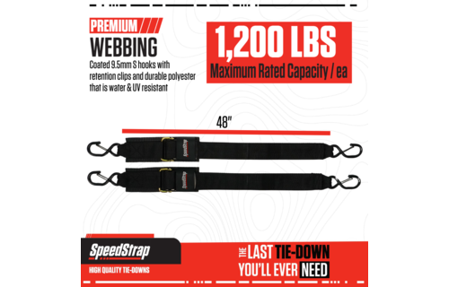 Speedstrap Tie-down band, 120cm, met s-haken, 2 st