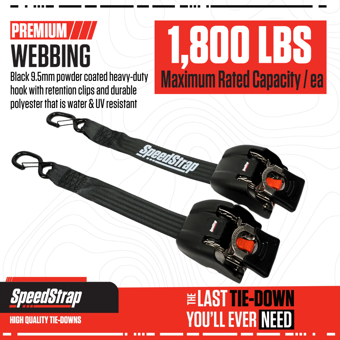 Speedstrap Tie-down automatisch oprolbare spanbanden, rvs ratel, 2 st.