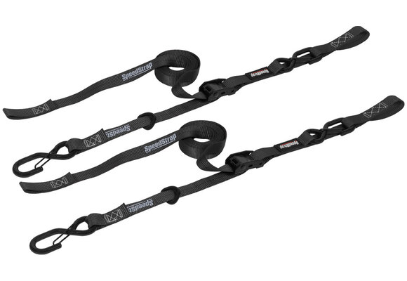 Speedstrap 25 mm Cam-Lock Tie-down, s-haken en lus, 300 cm, zwart, 2 st.