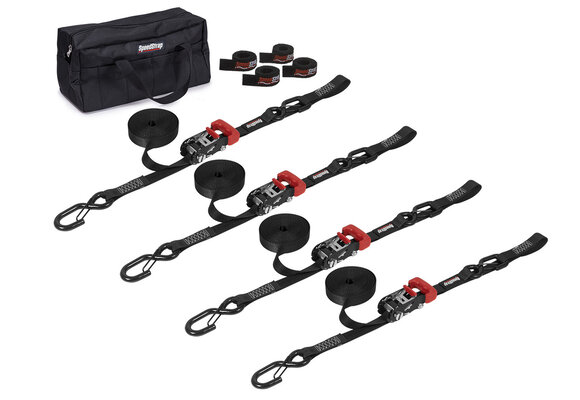 Speedstrap 25 mm Heavy Duty KIT, Ratchet Tie-down, s-haken en lus, 450 cm, zwart