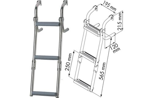 Zwemtrap RVS smalle spiegel 3 treden