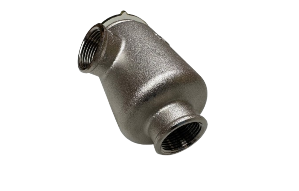 Messing-vernikkeld koelwaterfilter met RVS 316 zeef