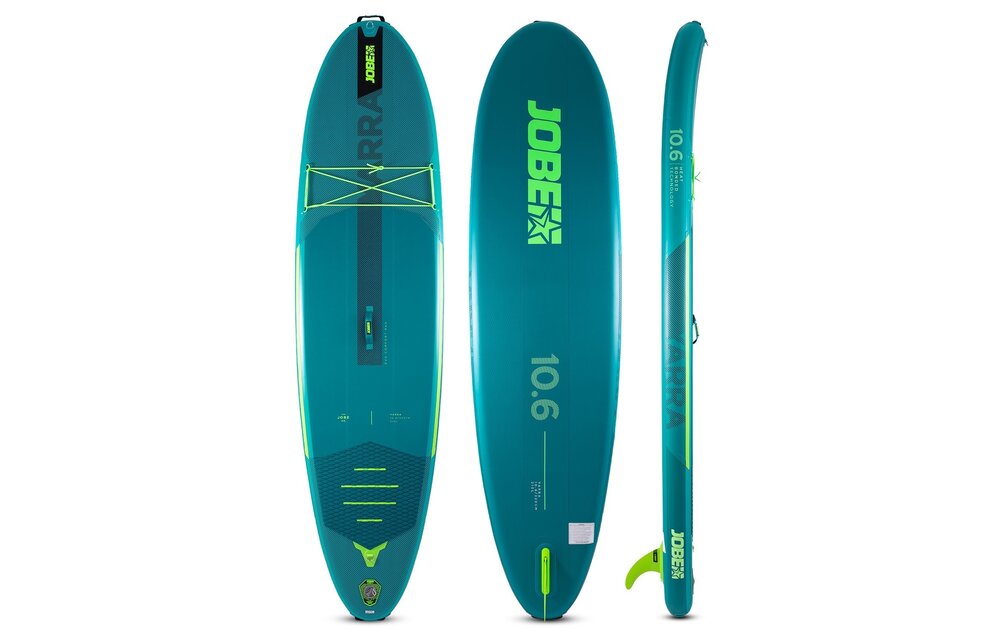 Jobe Aero Yarra SUP Board 10.6 Package Teal with Fiberglass paddle Lime