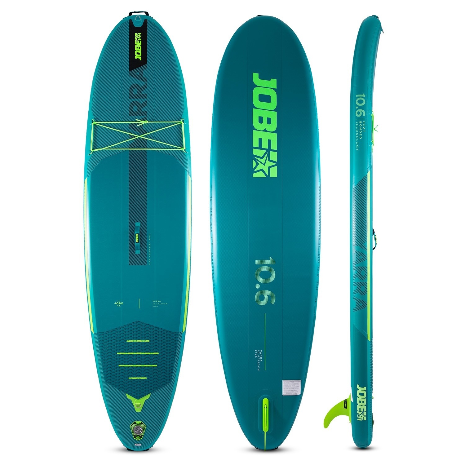Jobe Aero Yarra SUP Board 10.6 Package Teal with Fiberglass paddle Lime