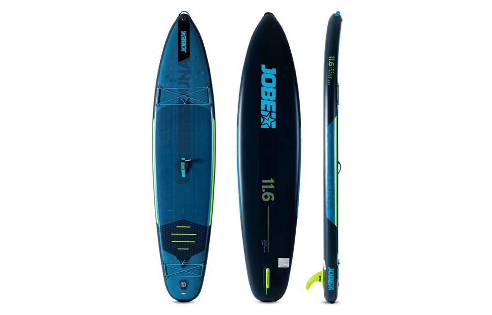 Jobe Aero Duna SUP Board 11.6 Package Steel Blue with Fiberglass Paddle Lime