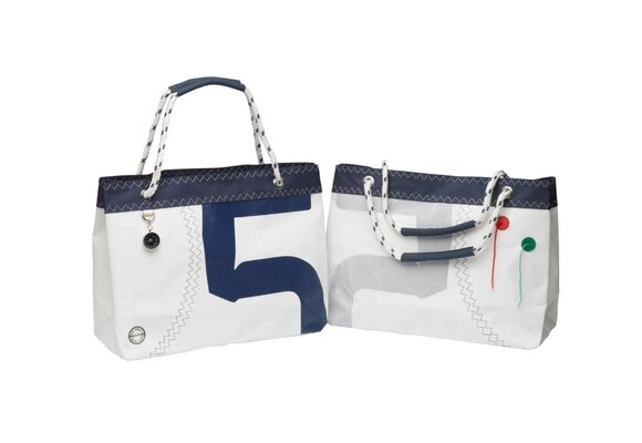 Zeildoek boodschappentas met hengsels van touw Sea Wave navy