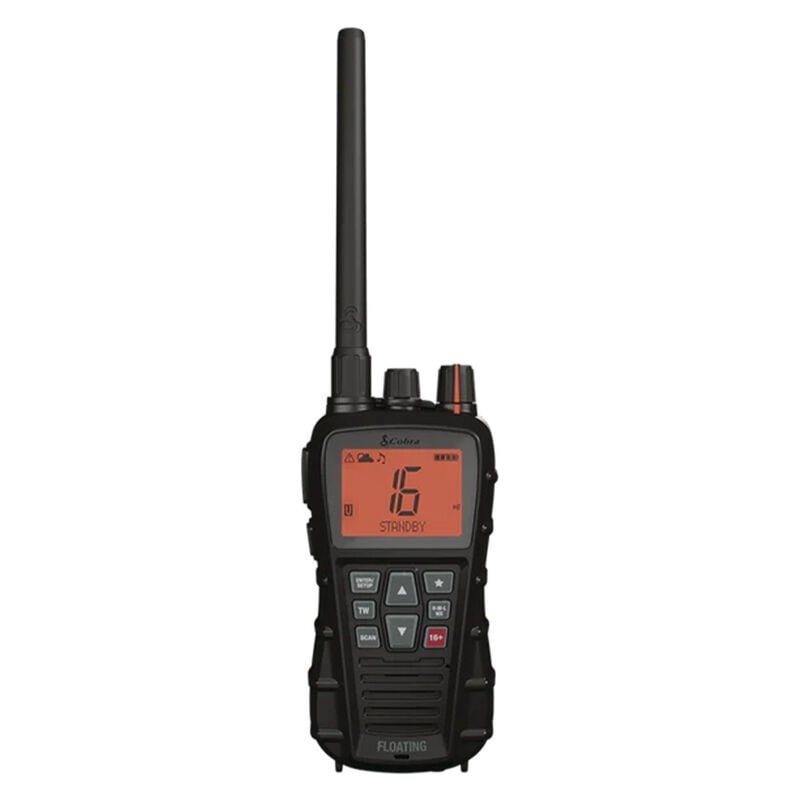 Cobra BlueBound 350 VHF — drijvende handheld marifoon (6W, IPX7, USB-C)