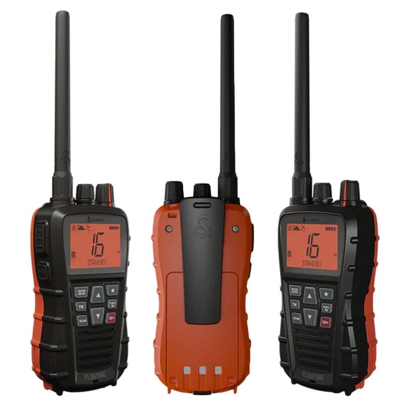 Cobra BlueBound 350 VHF — drijvende handheld marifoon (6W, IPX7, USB-C)