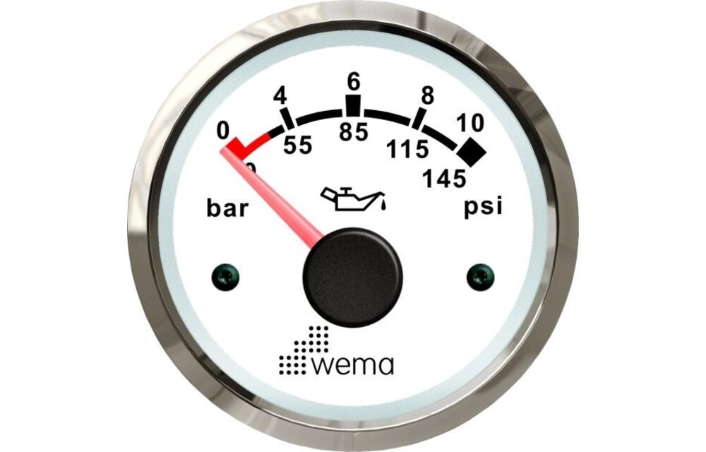 Wema Silver serie oliedruk meter wit 10bar
