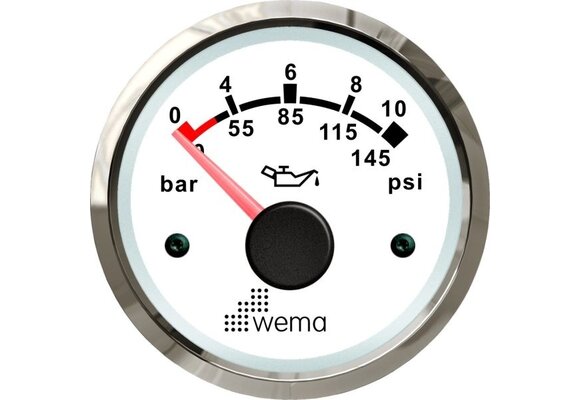 Wema Silver serie oliedruk meter wit 10bar