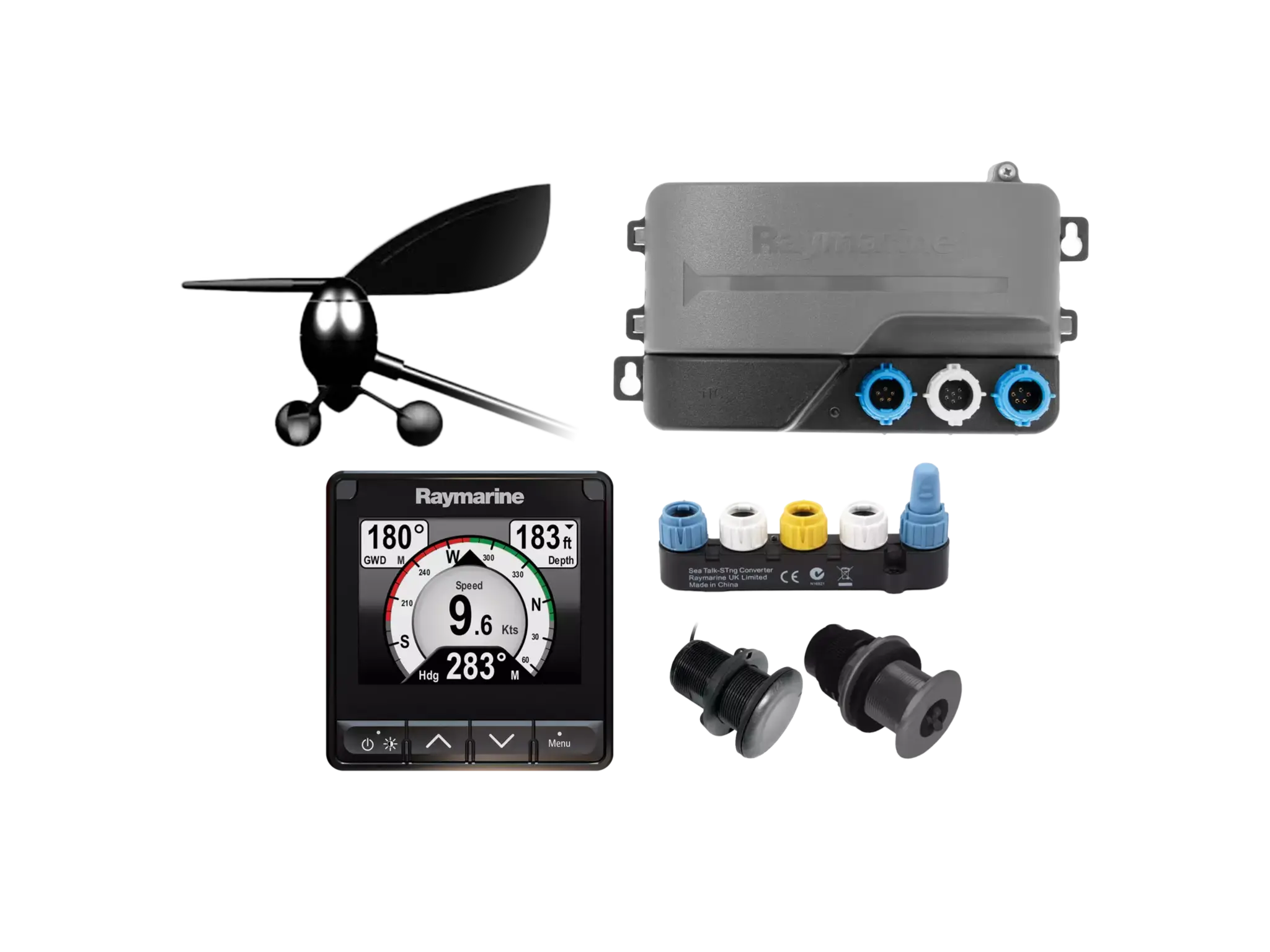 Raymarine i70s Systeempakket: i70s instr.,E22078 wind en A22154 diepte/log,iTC-5,3m backbone,5-weg connector,2 terminators en voedingskabel