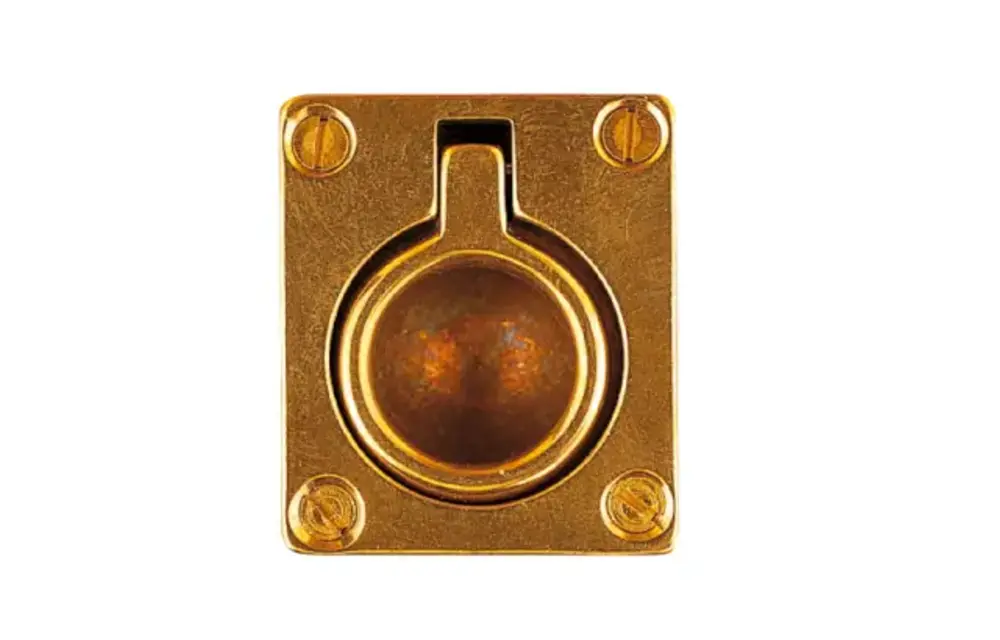 Luikring inbouw zonder slot - 63x48mm, messing