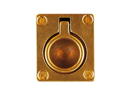 Luikring inbouw zonder slot - 63x48mm, messing