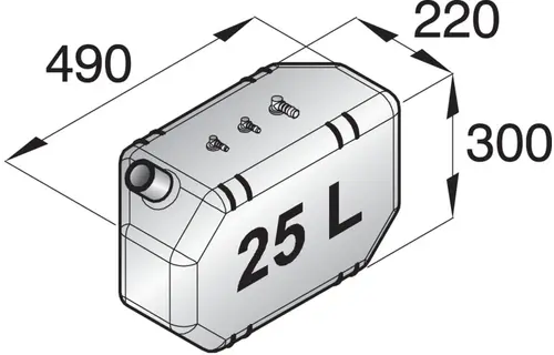 VETUS Dieselbrandstoftank 25 liter, incl. aansluitingen