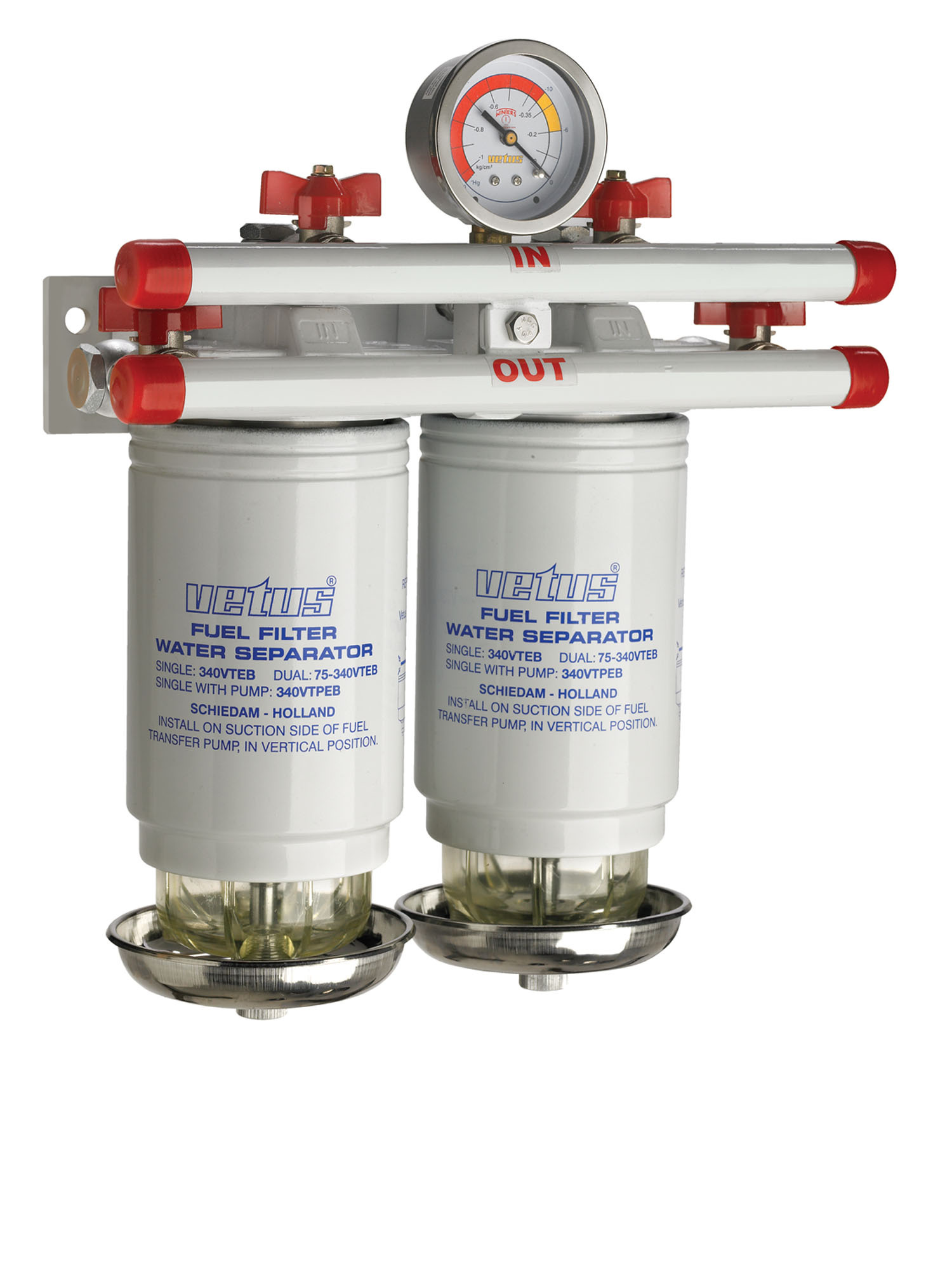 VETUS Brandstoffilter / waterafscheider, dubbel, 10 micron, 620l/h