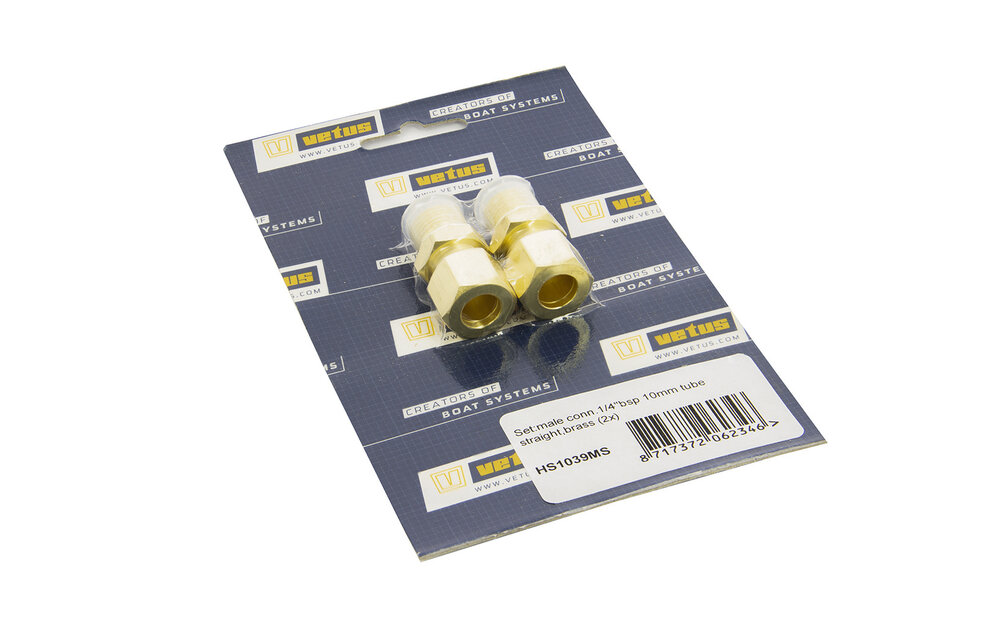 VETUS Set:inschrkop.1/4"bsp 10mm pijp,recht,messing(2x)