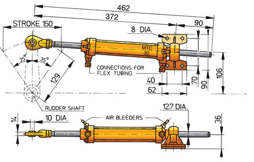 VETUS Hydraulische cilinder voor 8 mm leiding (kunststof)