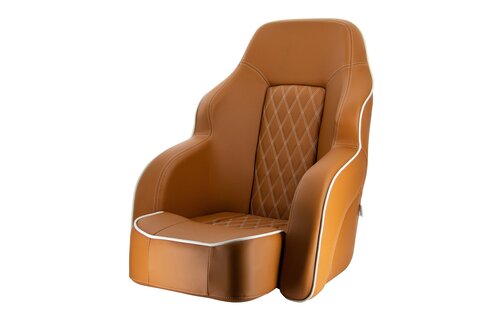 VETUS Stoel "Commander", skai oranje bruin (cognac),