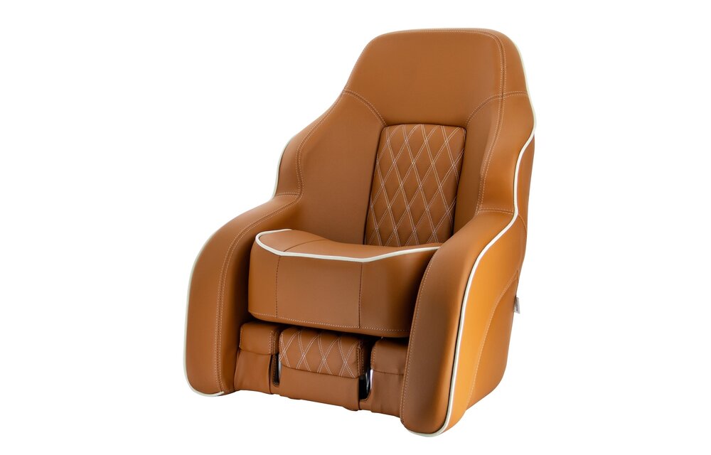 VETUS Stoel "Commander", skai oranje bruin (cognac),