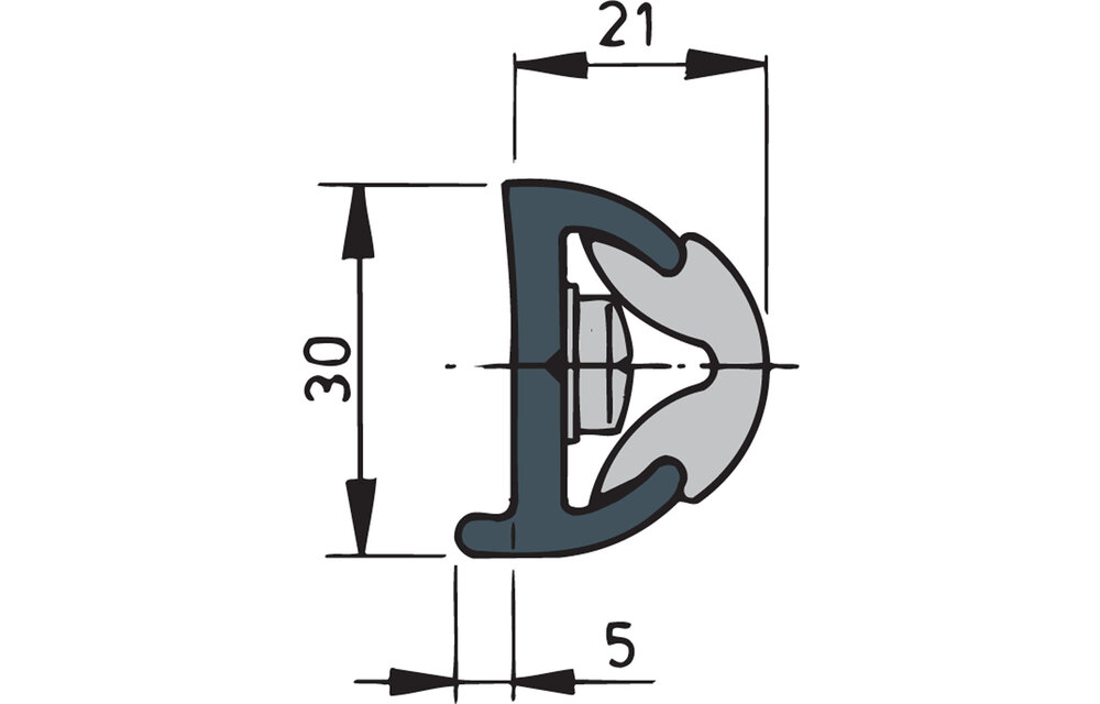 VETUS Mtr. Stootlijst type POLY antraciet, POLY30 signaal zwart (min. lengte 20 meter