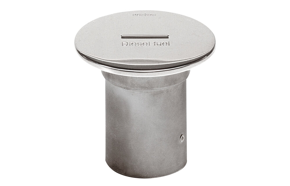 VETUS Roestvast stalen dekdop voor slang Ø 51 mm, deksel Ø 93 mm. "Diesel fuel" slotted, 51mm, rvs 316