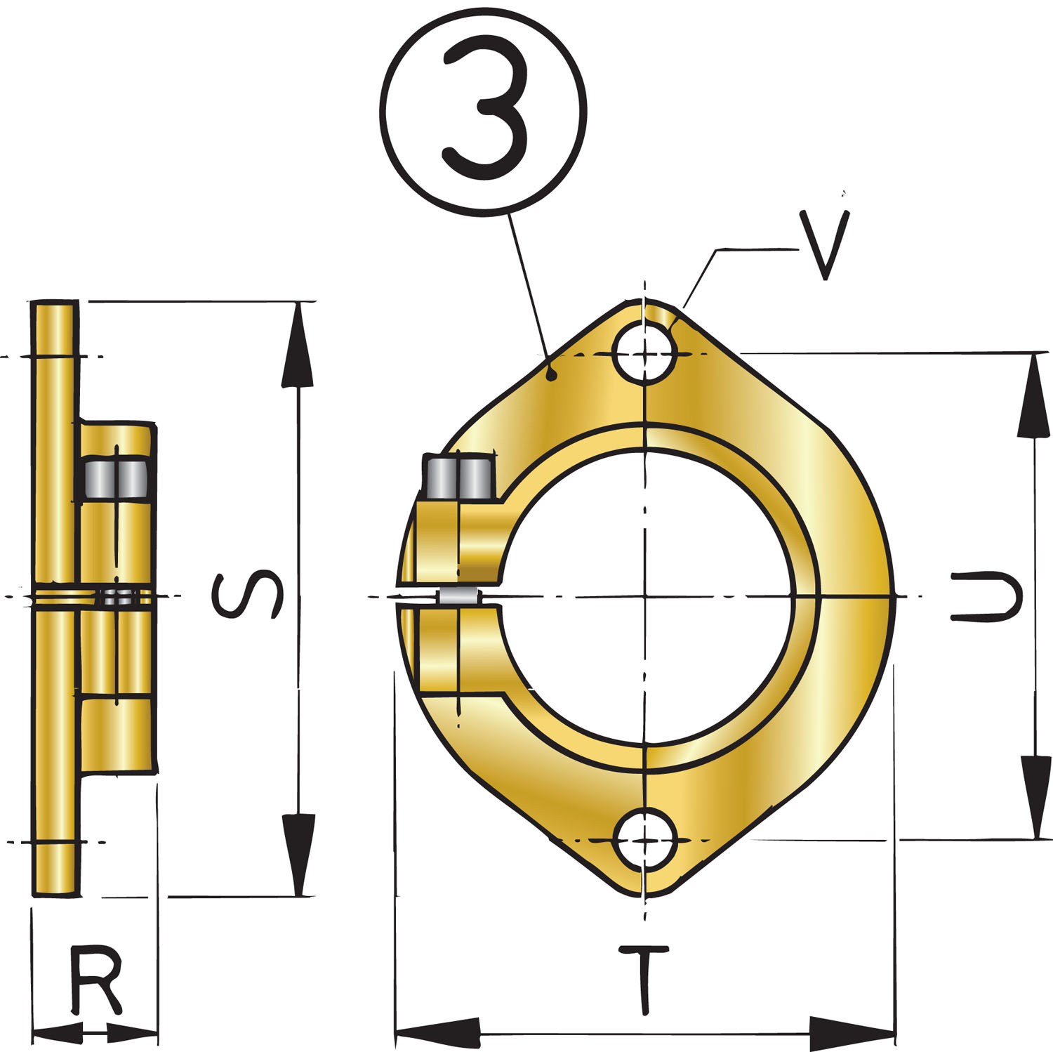 VETUS Montageflens voor de bronzen schroefaskoker, 25 mm