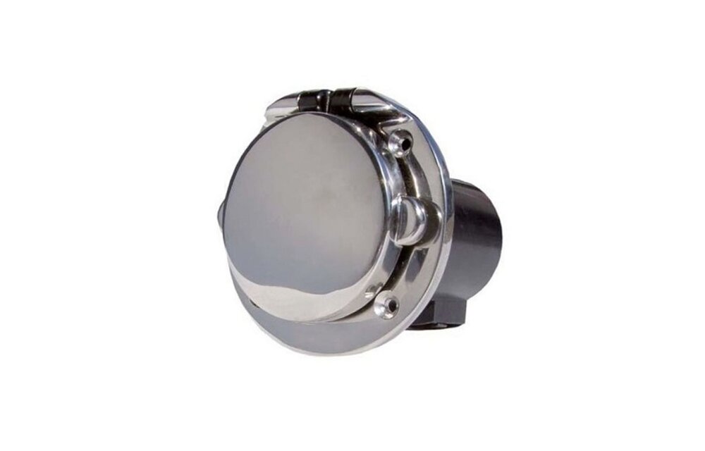 VETUS Walstroom aansluiting 16A, gepolijst staal IP56, flush gemonteerd, RVS 316
