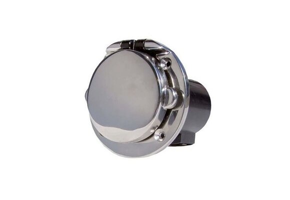 VETUS Walstroom aansluiting 16A, gepolijst staal IP56, flush gemonteerd, RVS 316