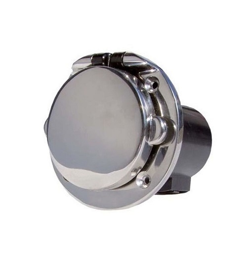 VETUS Walstroom aansluiting 16A, gepolijst staal IP56, flush gemonteerd, RVS 316