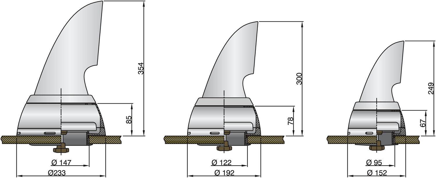 VETUS Luchthapper MARIN, wit kunststof, rode binnenkant, 100 mm