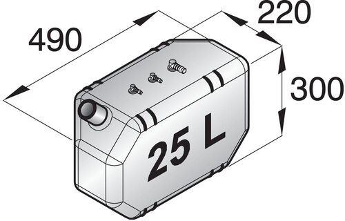 VETUS Dieselbrandstoftank 25 liter, incl. aansluitingen