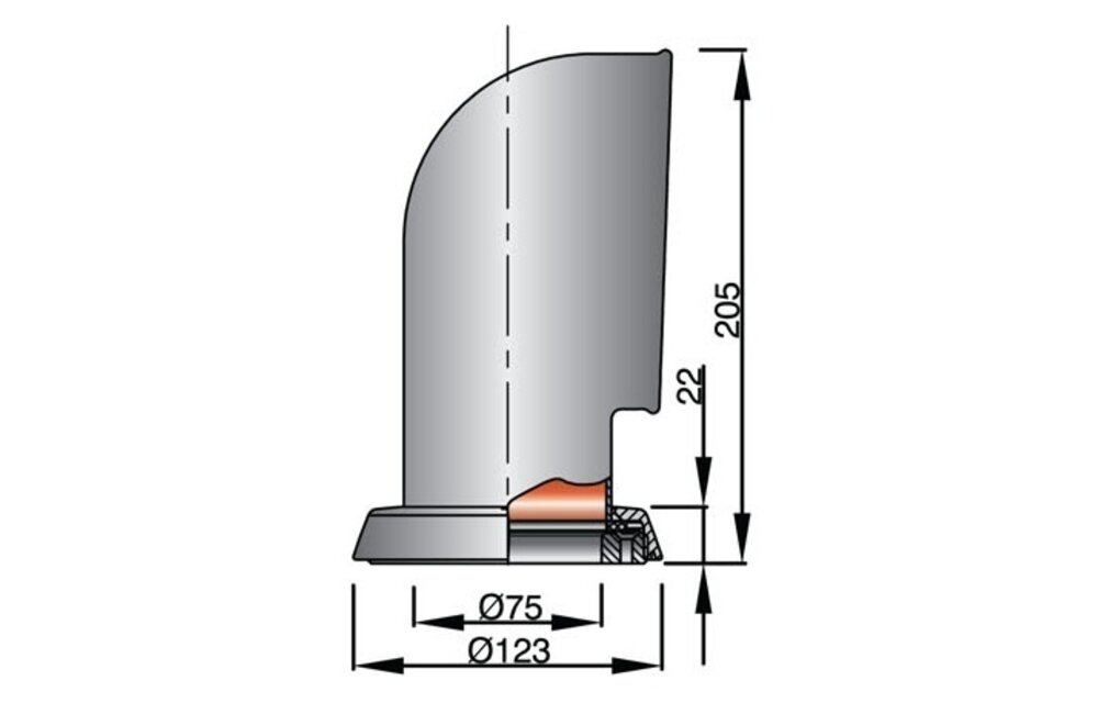 VETUS Luchthapper JERRY, 75 mm, RVS 316, binnenkant
