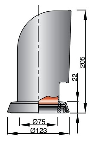 VETUS Luchthapper JERRY, 75 mm, RVS 316, binnenkant
