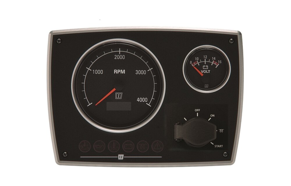 VETUS Stijvol aluminium motorpaneel type met zwarte meters, 12Volt, (0-5000rpm)