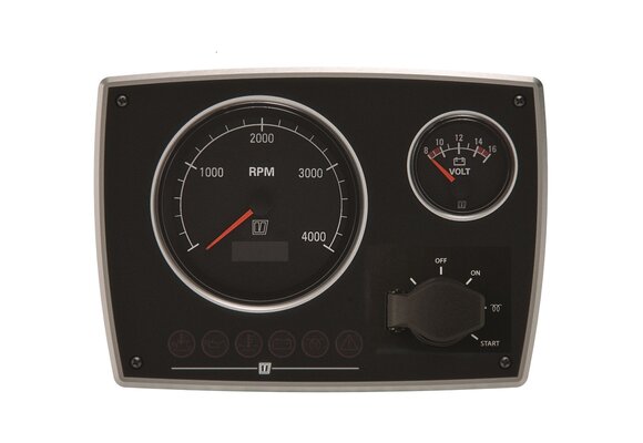 VETUS Stijvol aluminium motorpaneel type met zwarte meters, 12Volt, (0-5000rpm)